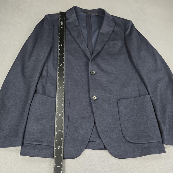 Uniqlo Sport Coat Blazer Men Medium Blue Knit Jersey Stretch Casual Unstructured - Picture 5 of 9